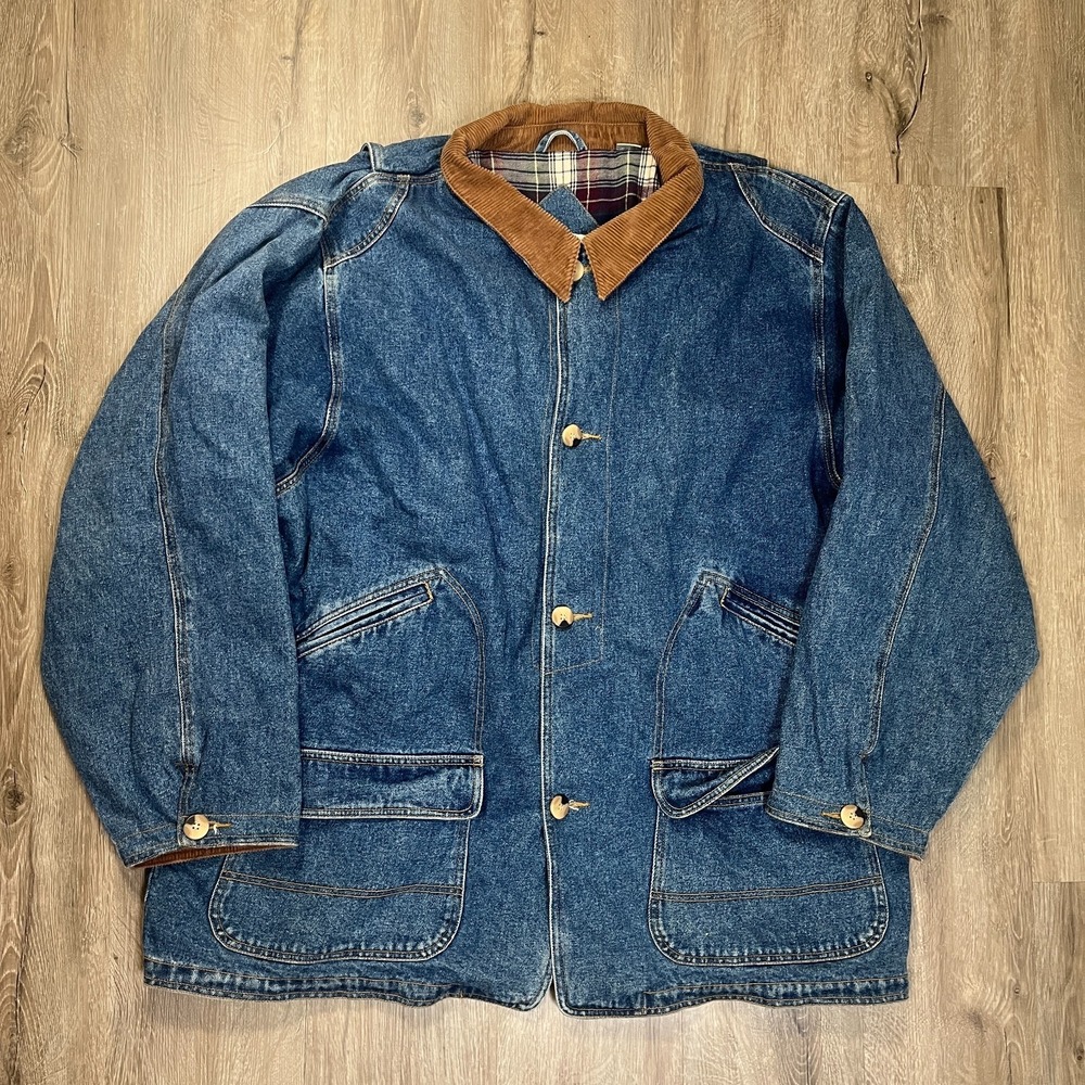 VTG 80s California Outerwear Flannel Lined Denim Chore Ranch Jacket XL Cotton